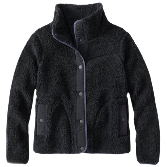 LL Bean Black Sherpa Fleece Jacket Women’s Size XL - Picture 2 of 8